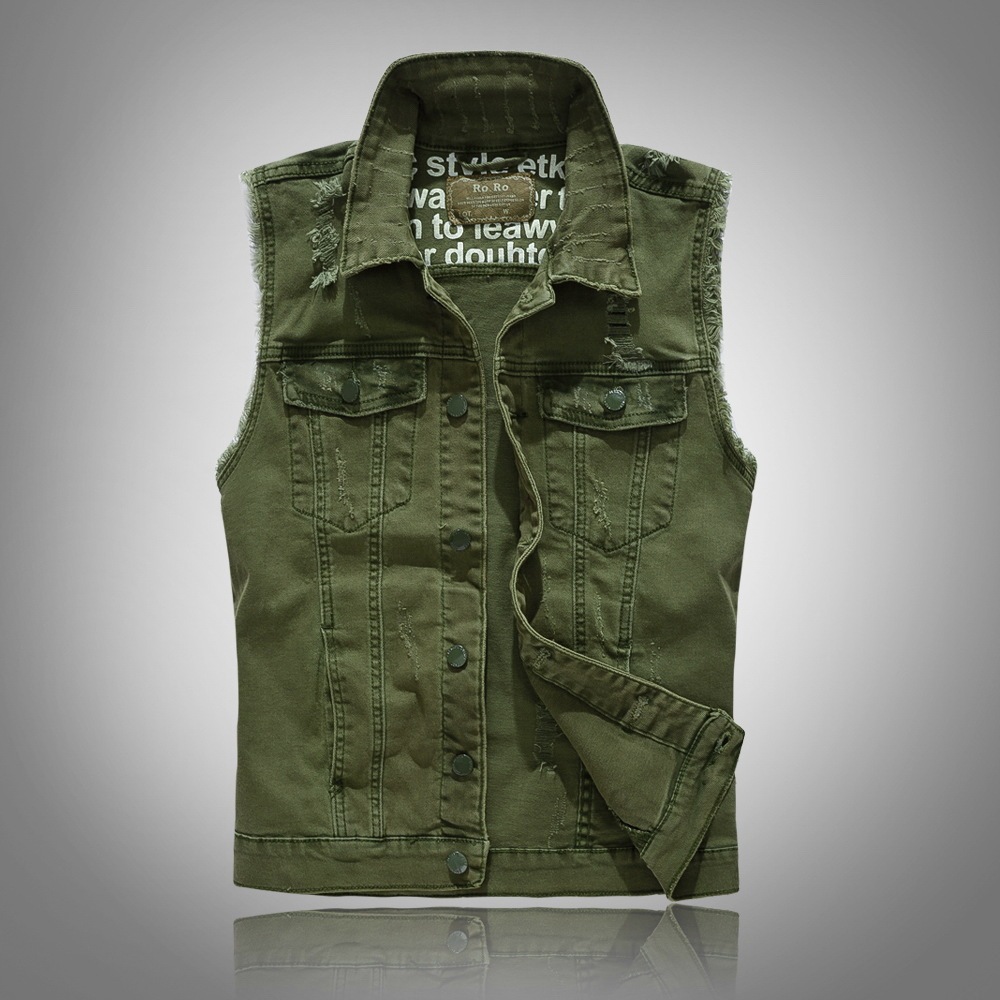 Title 11, Slim Fit Black Denim Vest Men Sleeveless