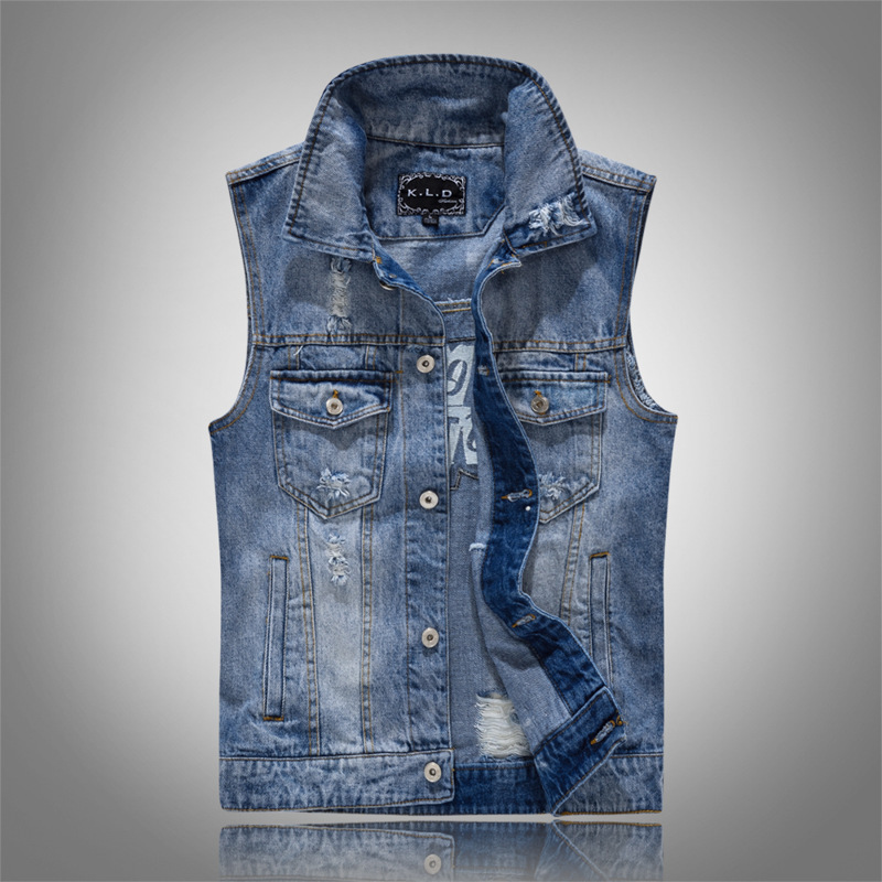 Title 25, Slim Fit Black Denim Vest Men Sleeveless