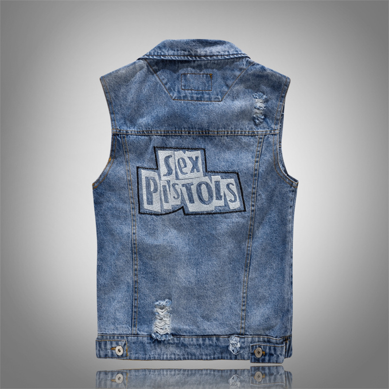 Title 24, Slim Fit Black Denim Vest Men Sleeveless