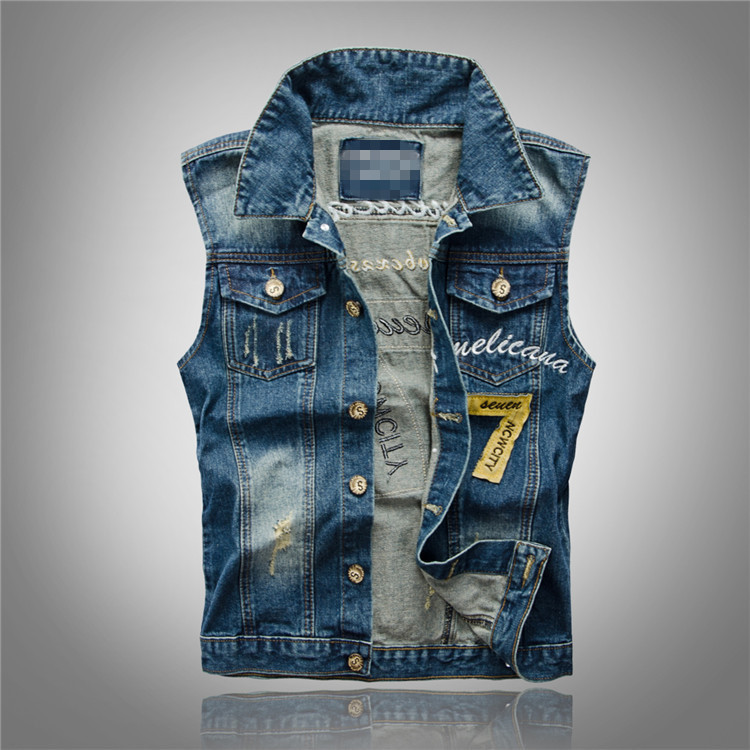 Title 27, Slim Fit Black Denim Vest Men Sleeveless