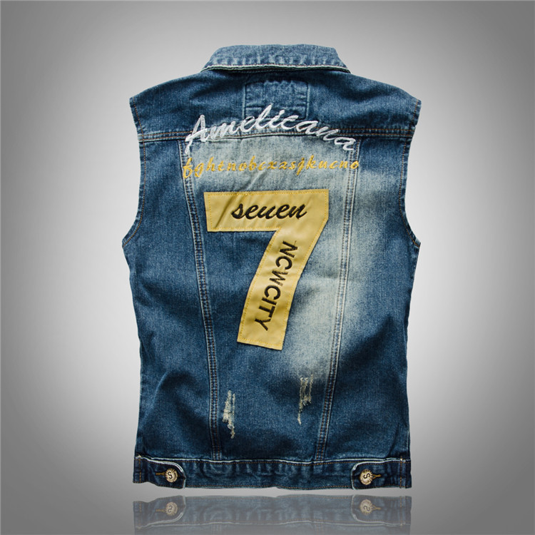 Title 26, Slim Fit Black Denim Vest Men Sleeveless