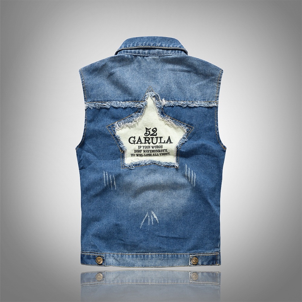 Title 30, Slim Fit Black Denim Vest Men Sleeveless