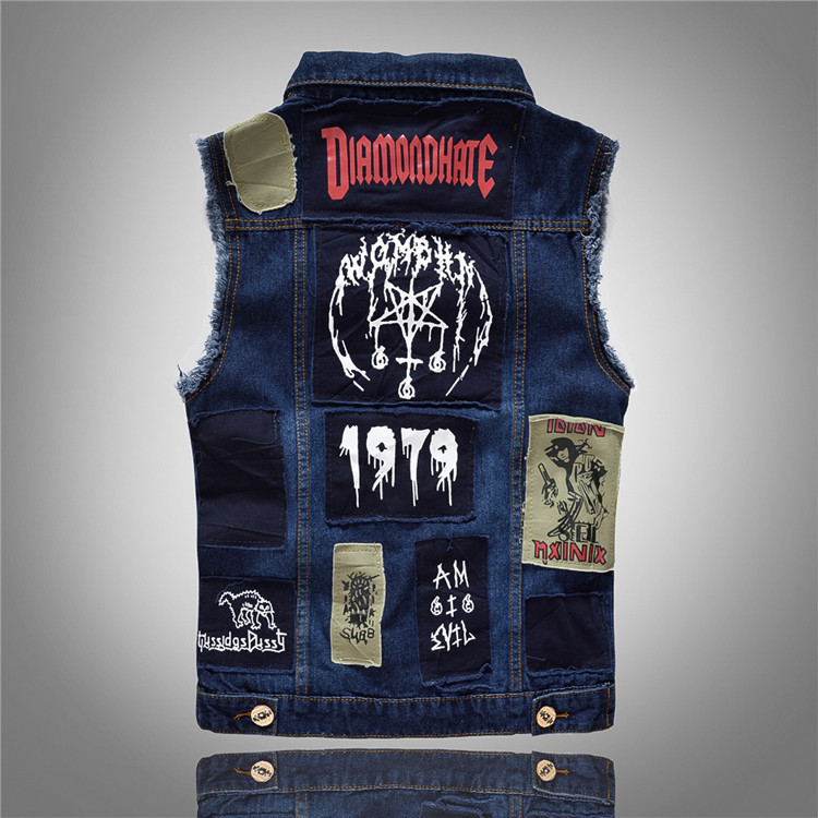 Title 37, Slim Fit Black Denim Vest Men Sleeveless