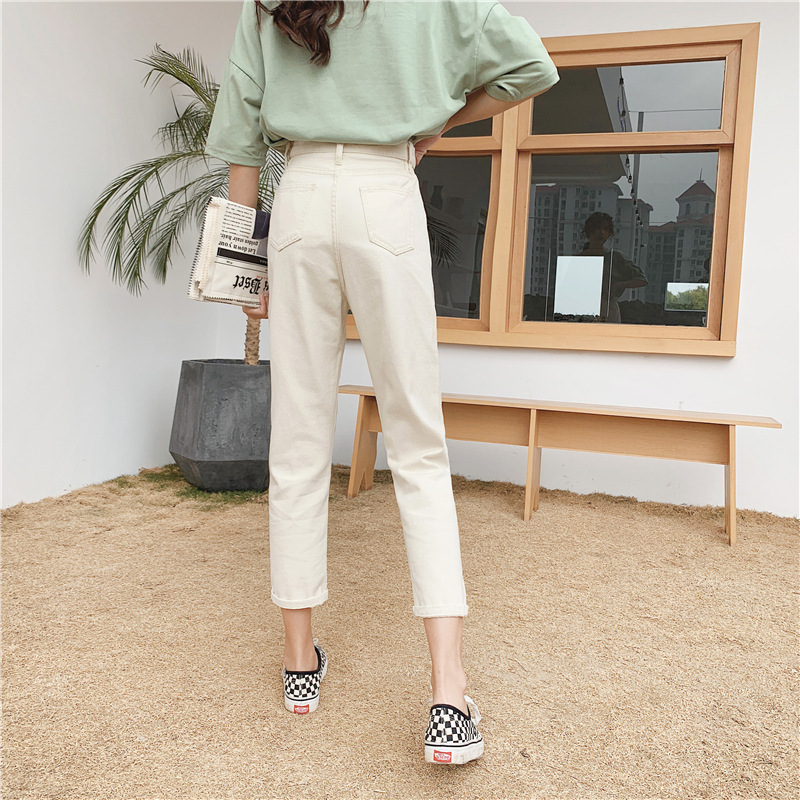 Korean Style High-Waist Nine-Point Old Pants