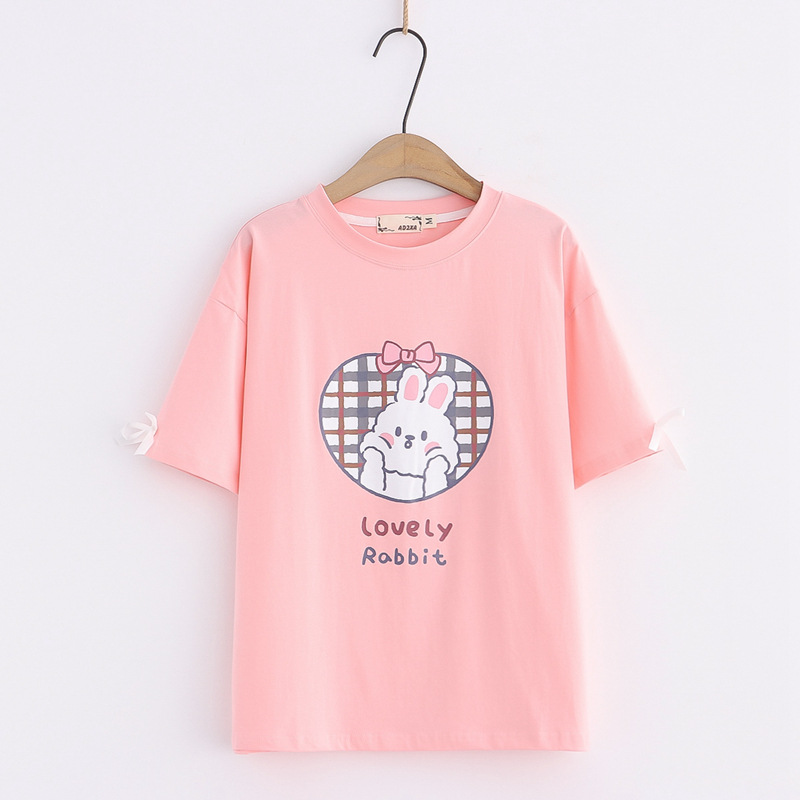 Title 2, Sweet Short Sleeve Loose T-Shirt Japanese Femal...