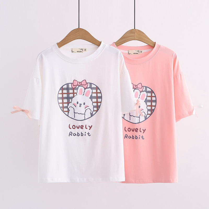 Title 3, Sweet Short Sleeve Loose T-Shirt Japanese Femal...