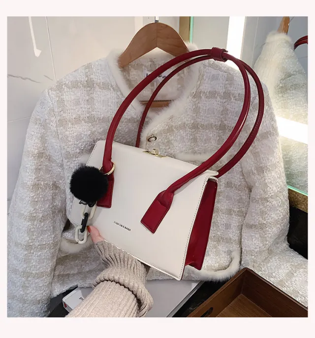 Fashion contrast color foreign style single shoulder small square bag Red - Shop at LoveMi