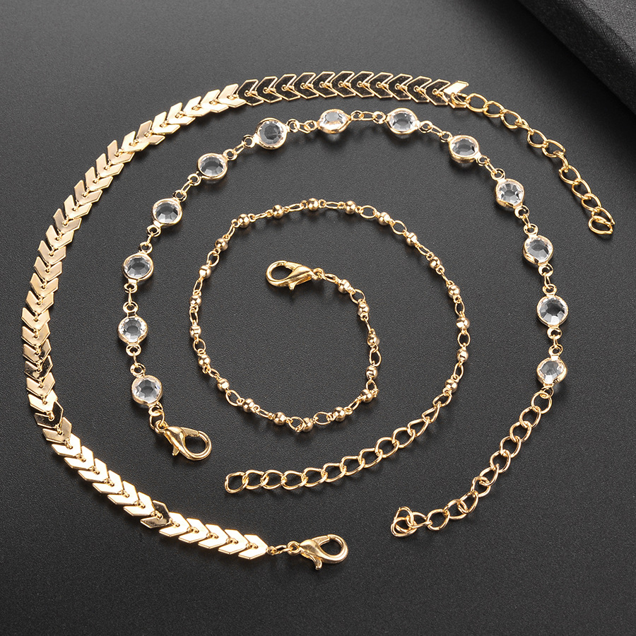 Title 1, Popular Three-Layer Fish Bone Crystal Anklet