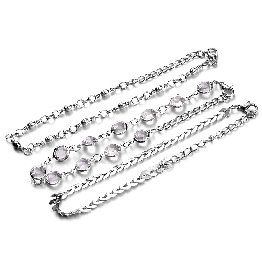 Title 7, Popular Three-Layer Fish Bone Crystal Anklet