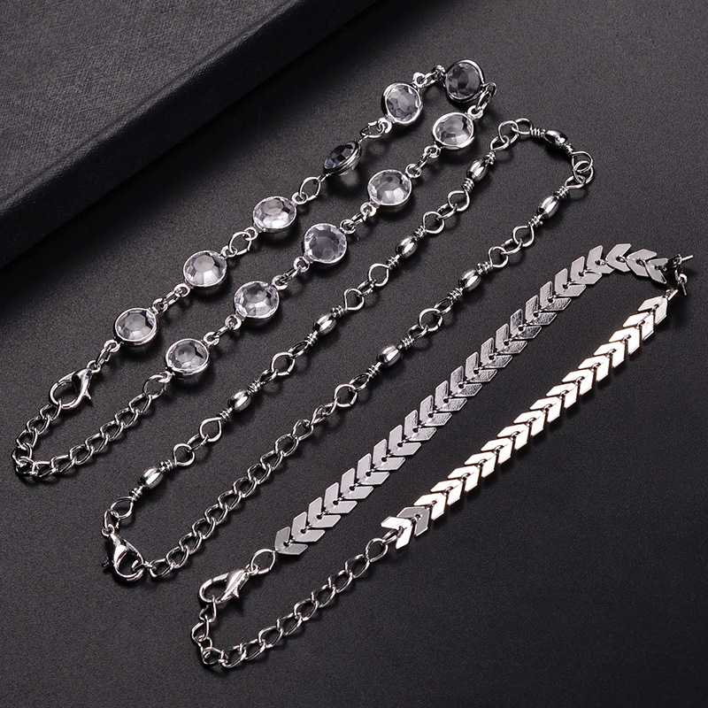 Title 9, Popular Three-Layer Fish Bone Crystal Anklet