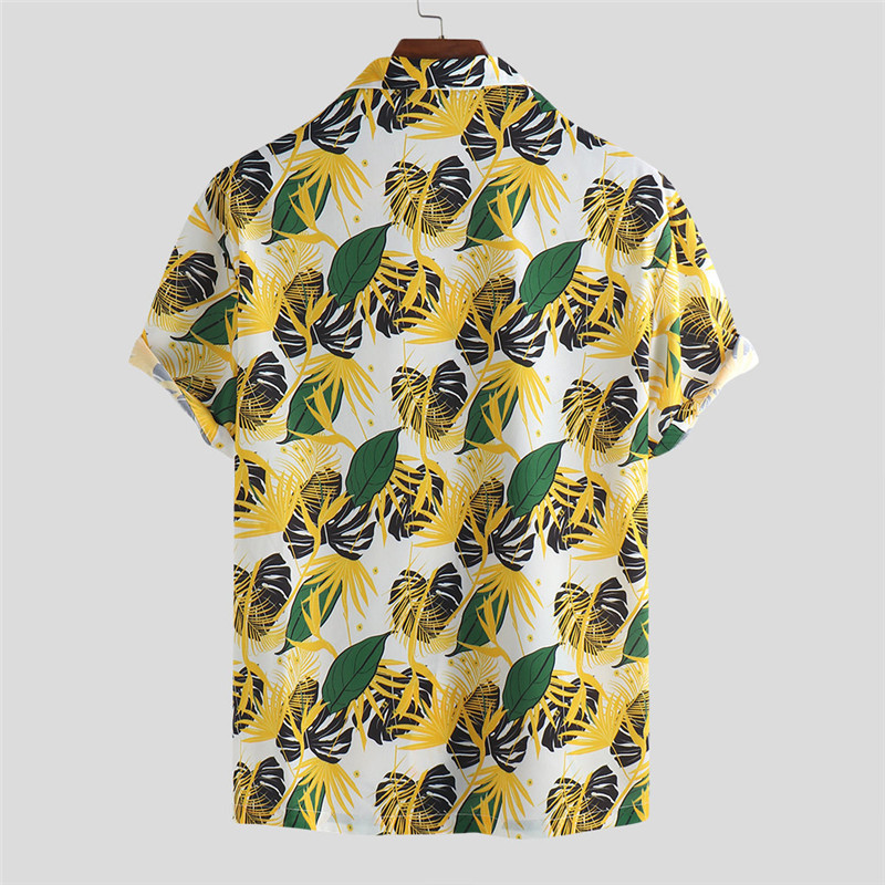 Men'S Short-Sleeved Floral Shirt Fashion Casual Plus Size Lapel Shirt