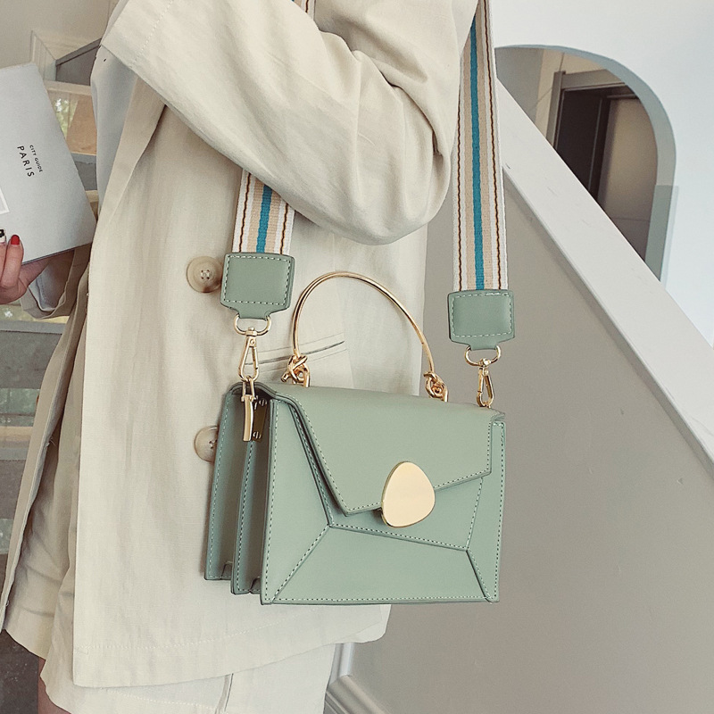 Contrast Color Leather Crossbody Bags Green - Shop at LoveMi