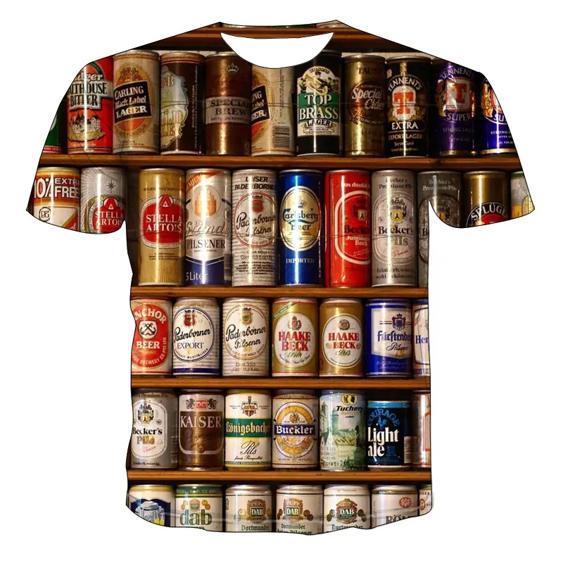 All Kinds of Beer 3D Printing T-Shirt Men'S Short-Sleeved