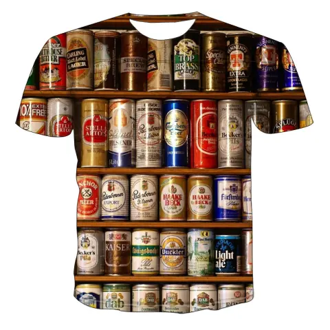 All Kinds of Beer 3D Printing T-Shirt Men'S Short-Sleeved