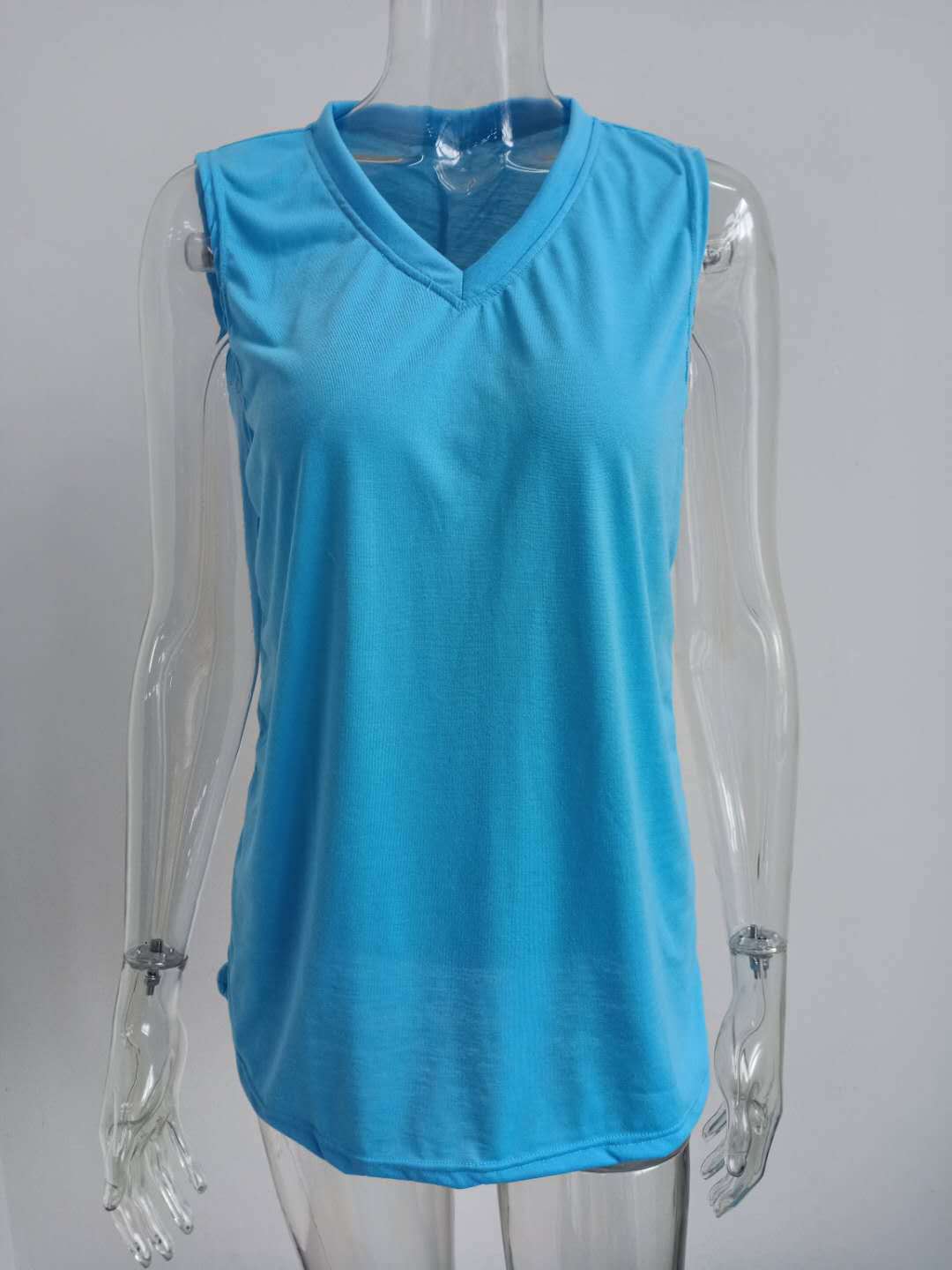 Solid Color Loose V-Neck Sleeveless
