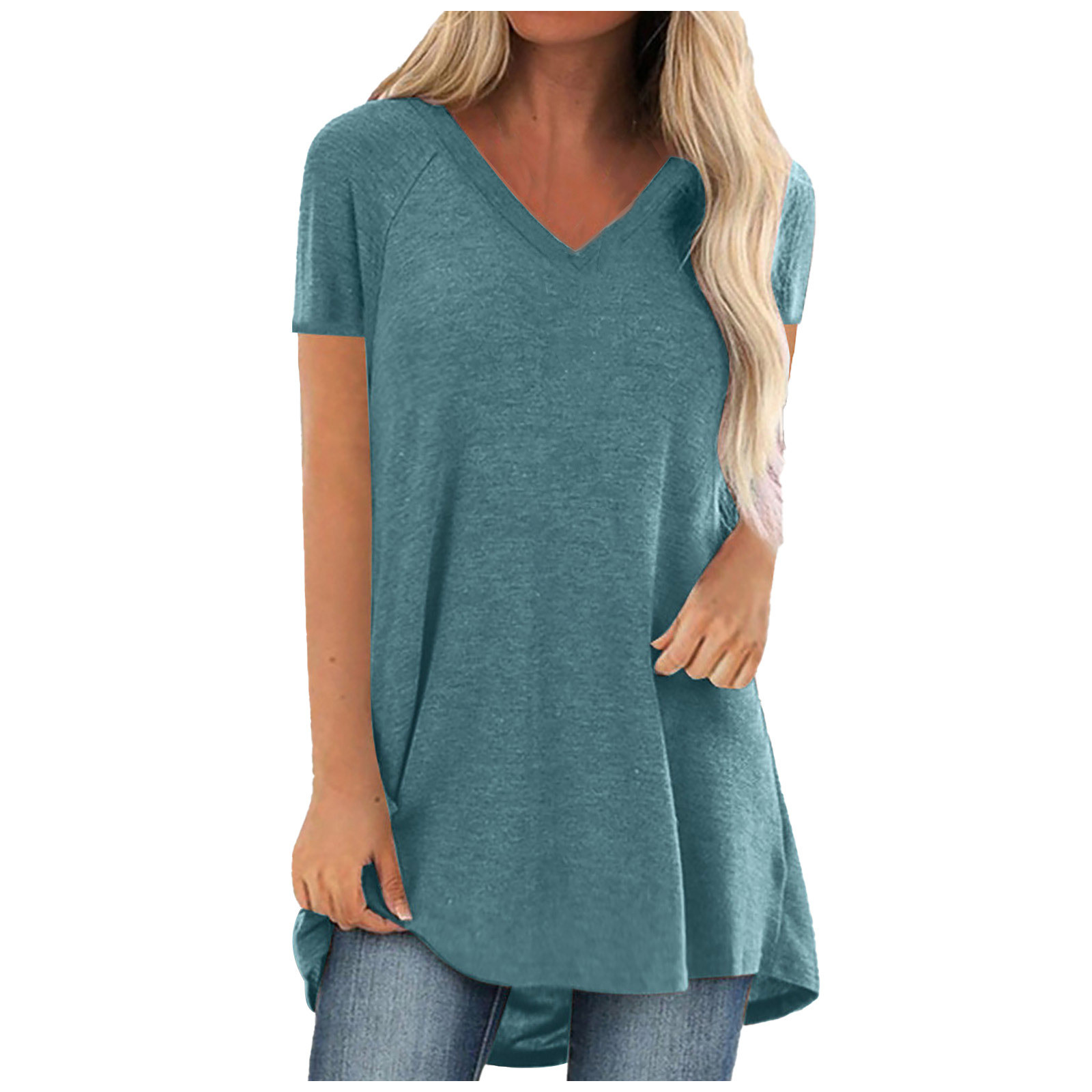 Title 5, Spring And Summer New Solid Color V-Neck Loose ...