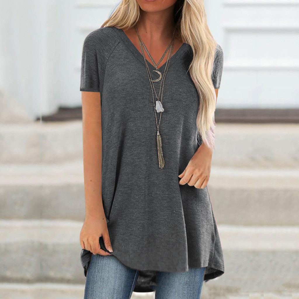 Title 3, Spring And Summer New Solid Color V-Neck Loose ...