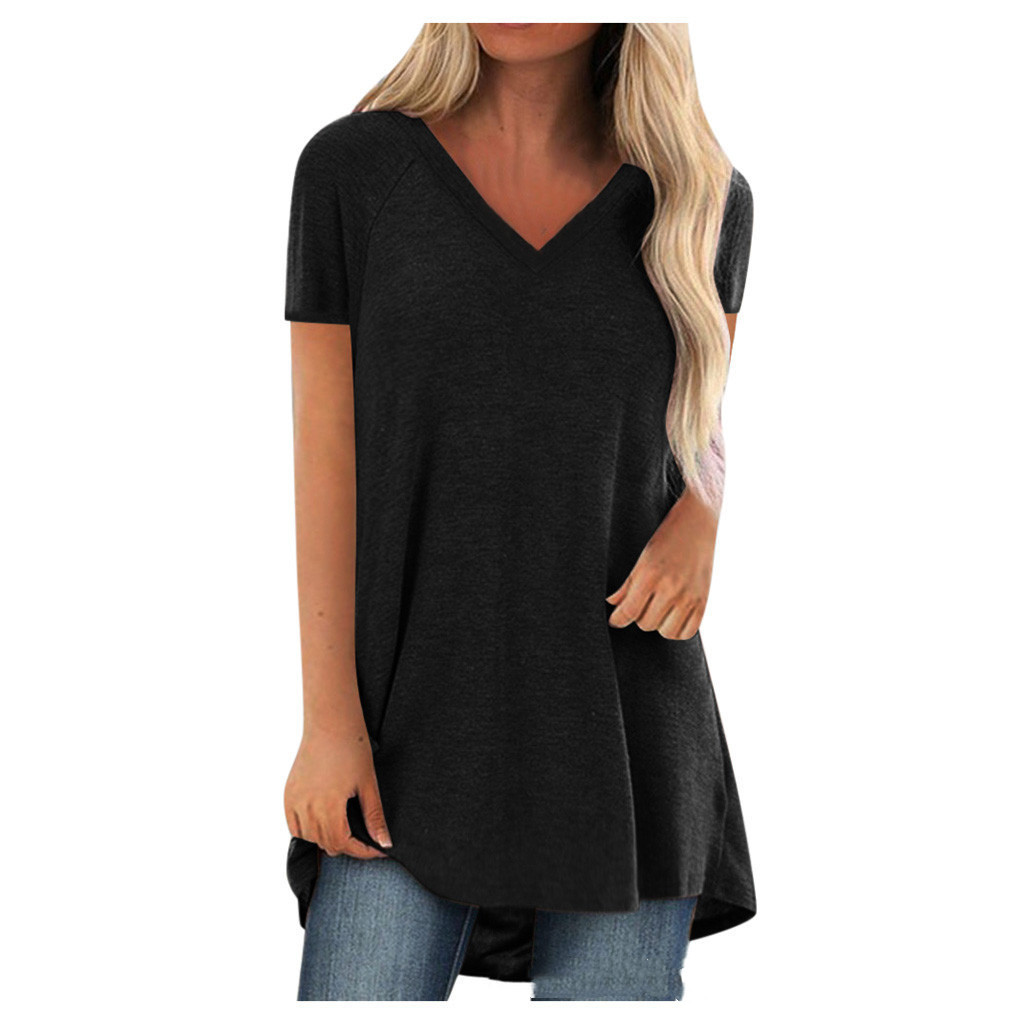 Title 4, Spring And Summer New Solid Color V-Neck Loose ...