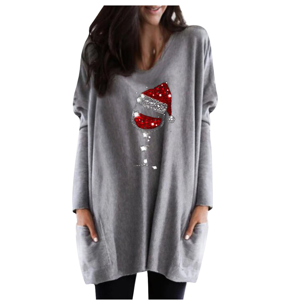 Women's Christmas Long Sleeve V-Neck A-line Dress