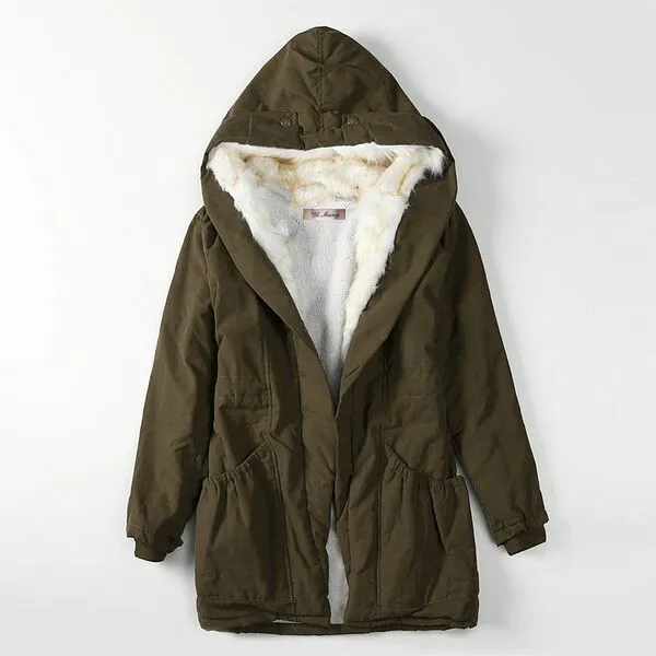The New Winter Coat Thickened Women'S Slim Fit Big Hair Green - Shop at LoveMi