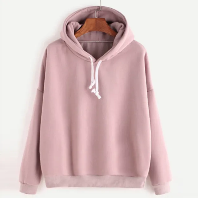 Simple Loose Solid Color Hooded Sweater For Autumn And Winter Pink - Shop at LoveMi