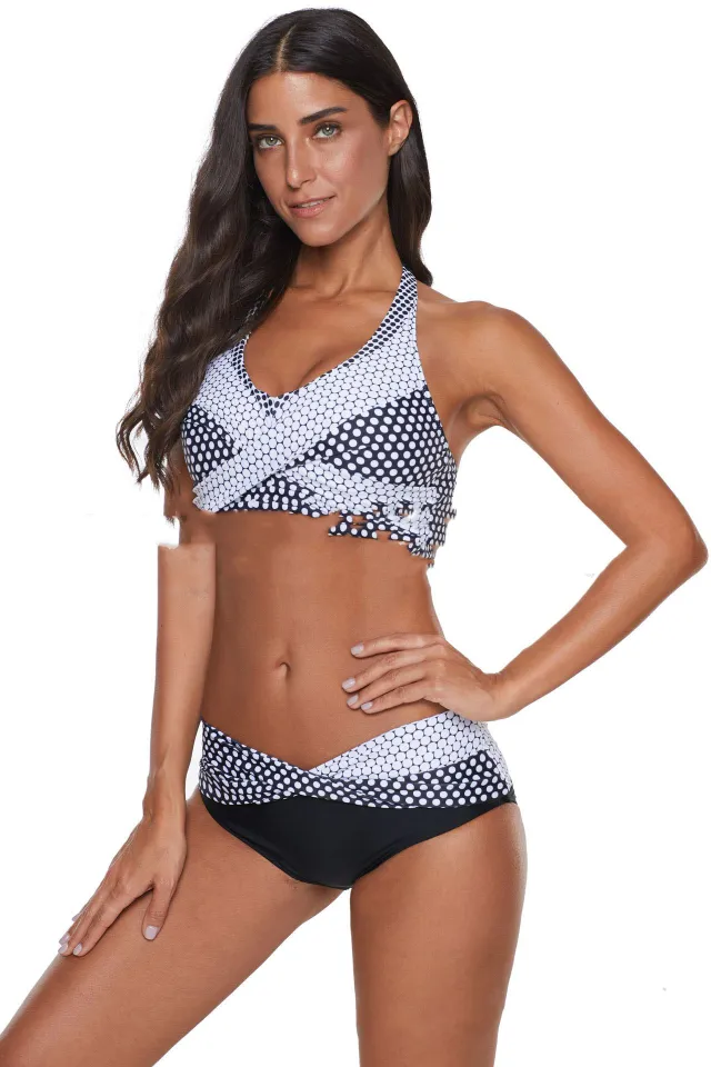 European And Beautiful Sexy Gathered Split Swimsuit Black - Shop at LoveMi