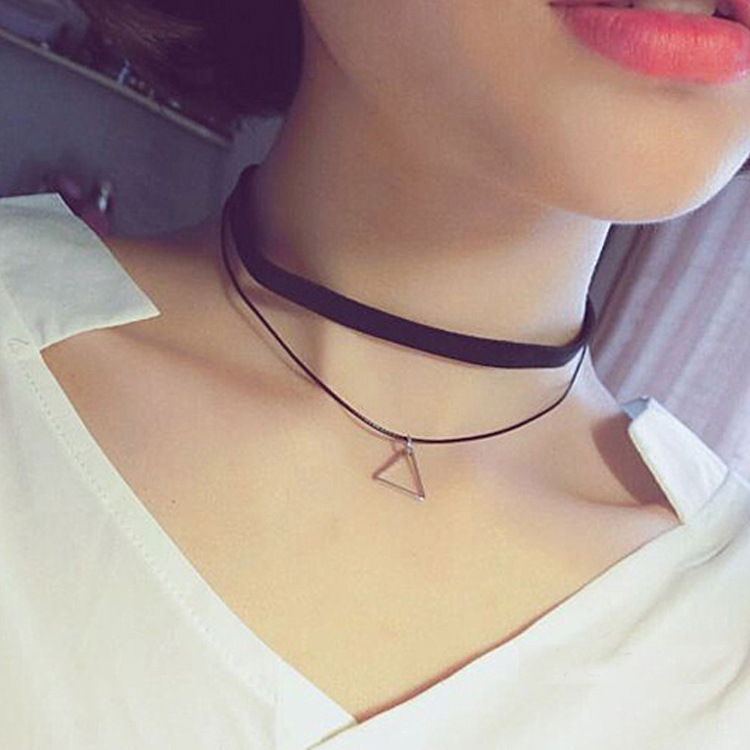 Double Triangle Simple Decorative Necklace Female Clavicle Chain Neck Chain Neck Chain Collar Korean Neckband Jewelry