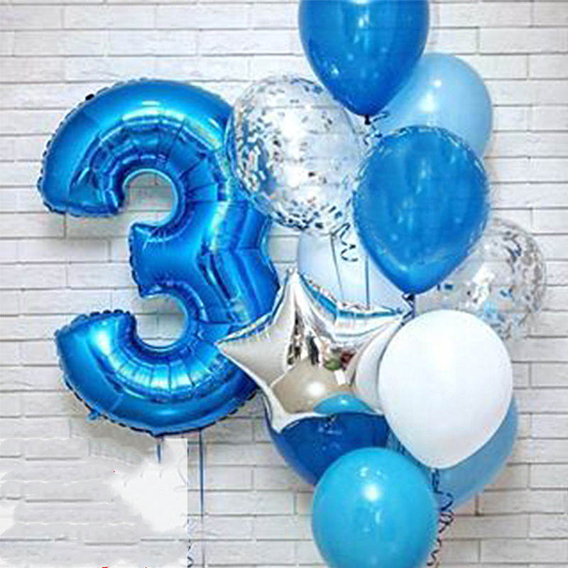 Blue Number Balloon Three