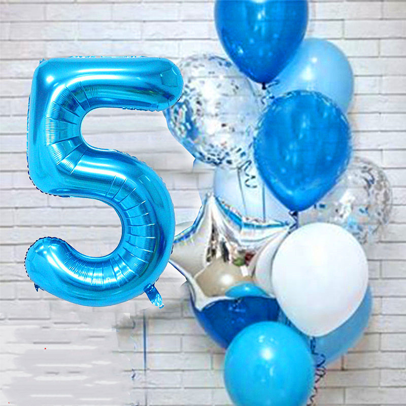 Blue number balloon five