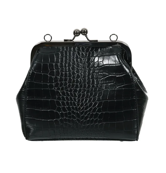 One Shoulder Diagonal Retro Clip Bag - Black