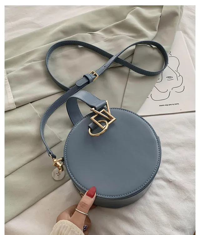 Portable Small Round Bag Shoulder Messenger Bag Blue - Shop at LoveMi