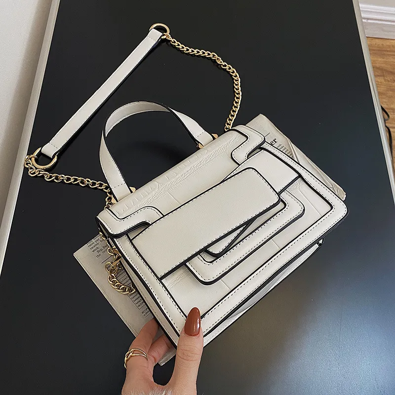 Simple Portable Messenger Small Square Bag - White