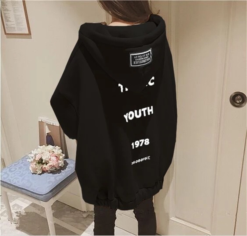 Title 2, Loose Hooded Oversized Zipper Thickened Plus Fl...