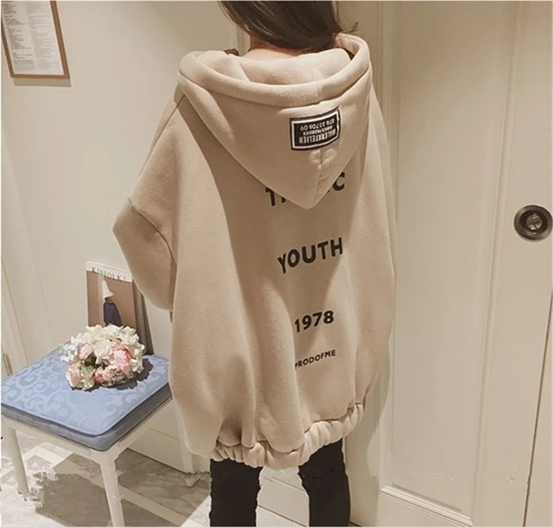 Title 3, Loose Hooded Oversized Zipper Thickened Plus Fl...