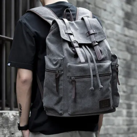 Canvas Backpack Men's Fashion Trend Casual Travel Bag