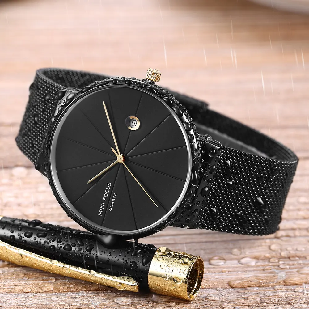Wrist Watches Japanese Movement Calendar Waterproof Fine Steel Mesh