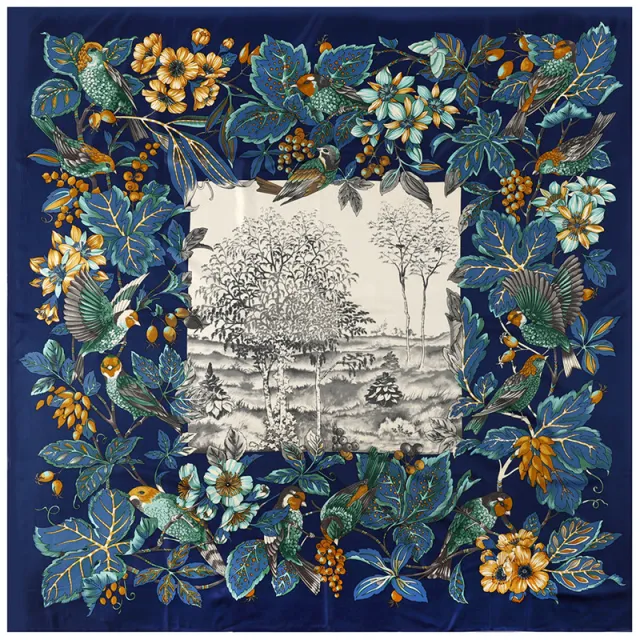 Women'S Scarves Jungle Flower And Bird Print Twill Silk Simulation Square Scarf Shawl Scarf Green - Shop at LoveMi