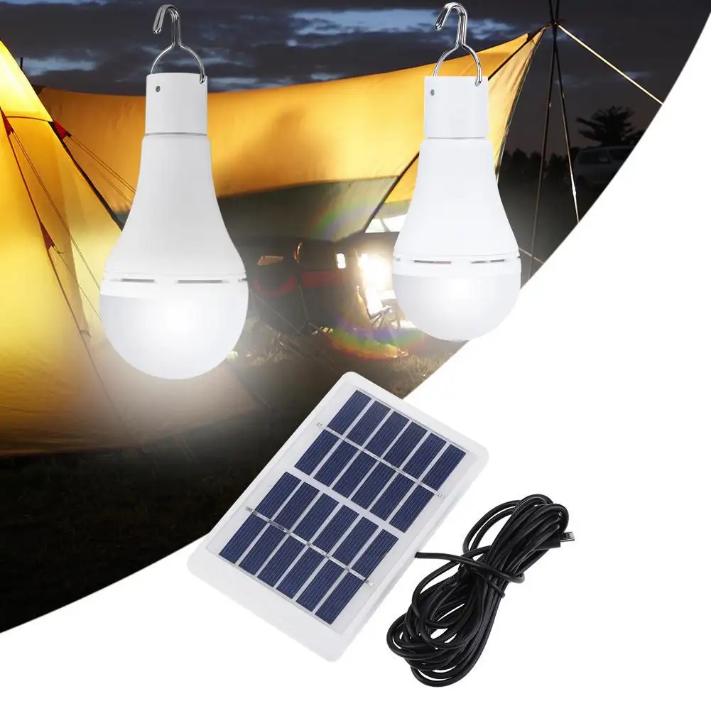 Solar Lights Hook Night Camp Round Bulb
