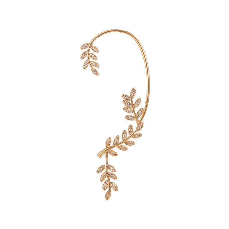 Silver Customized Super Immortal Diamond Integrated Leaf Elf Earrings, Korean Earrings, Ins Net Red Earrings