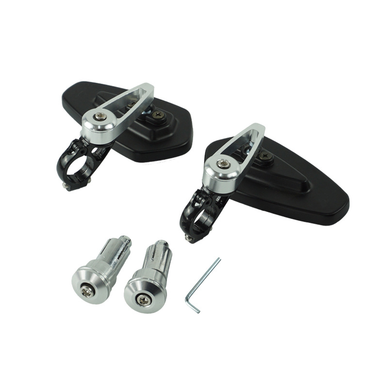 1 Pair 22mm Universal Motorcycle Aluminum Rear View Black Handle Bar End Side Rearview Mirrors — foto 3