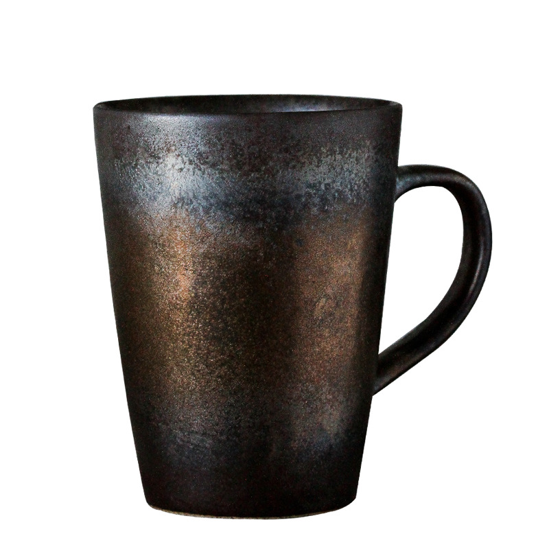 Handmade Retro Personality Flow Glaze Metal Japanese Ceramic Mug