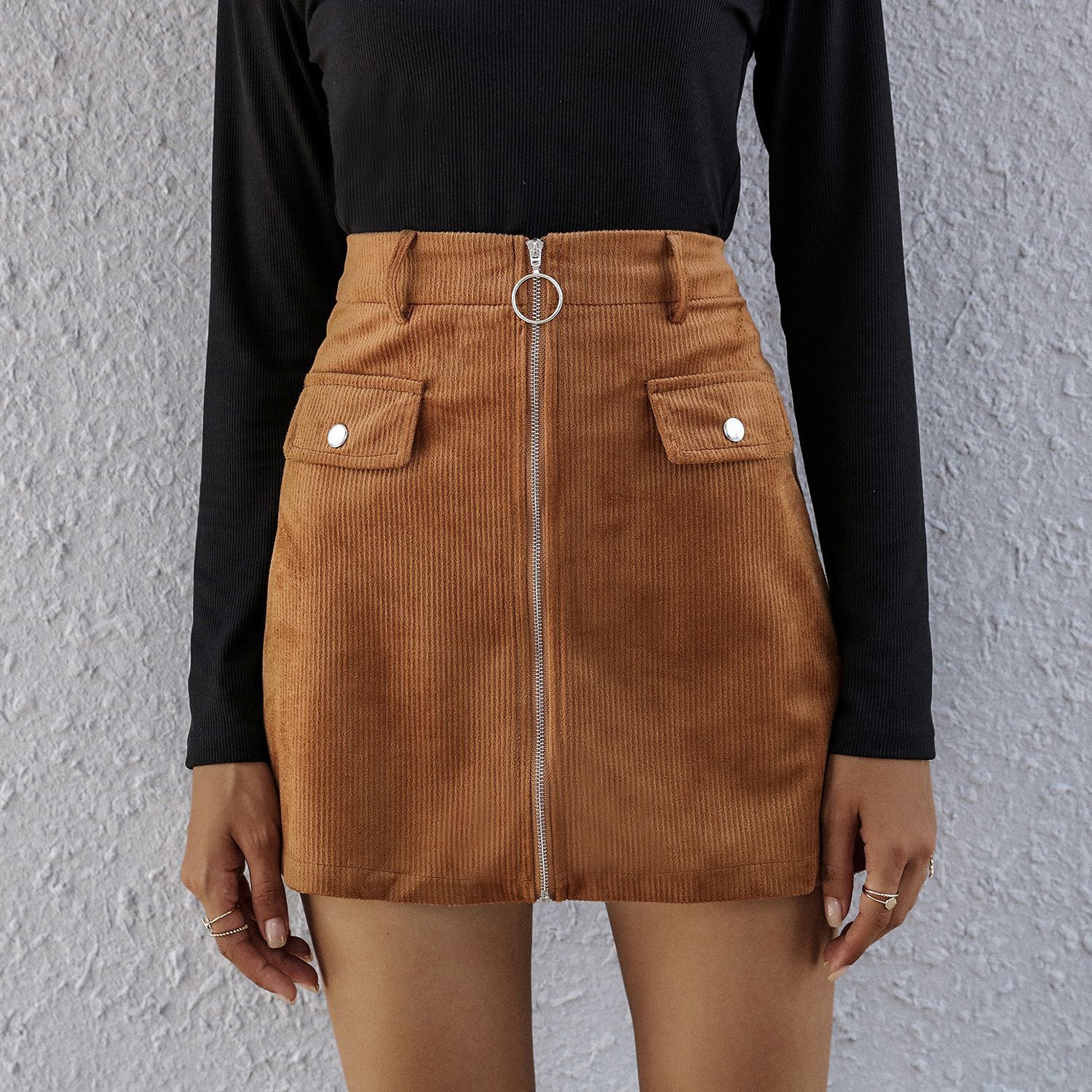 Title 2, High Waist A Line Skirt, Feminine Short Skirt w...