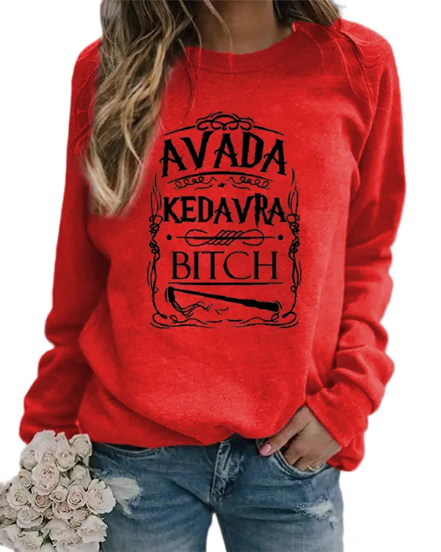 Letter Pattern Printing Round Neck Sweater Autumn And Winter Red - Shop at LoveMi