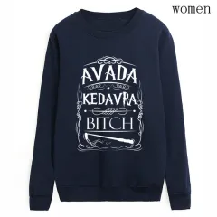 Letter Pattern Printing Round Neck Sweater Autumn And Winter - Dark Blue - View 1