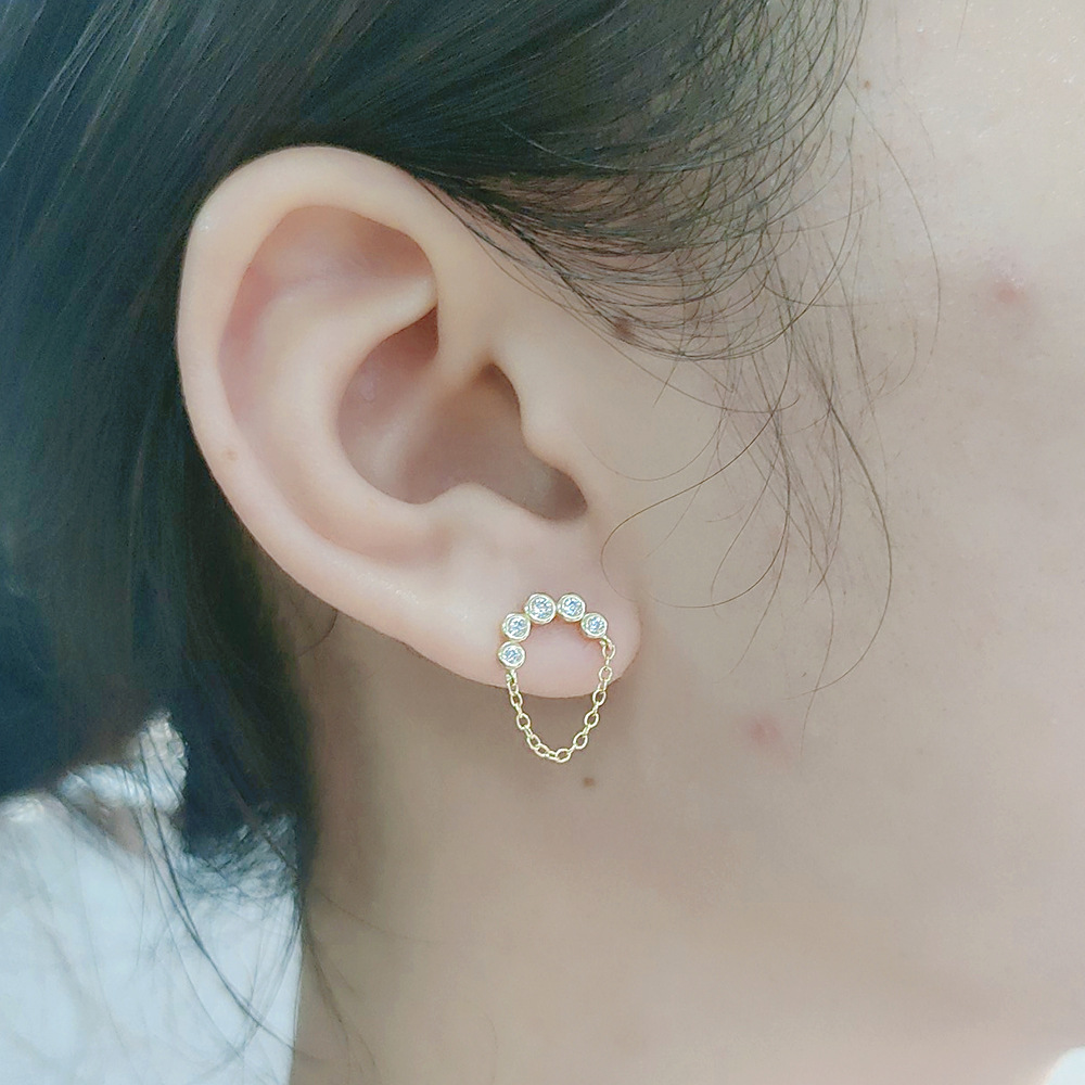 Sterling Silver Simple Personality Tassel Chain Earrings Female New Style