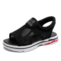 Casual Flying Woven Women'S Shoes Flat Hollow Student Soft-Soled Fish Mouth Shoes - Black - View 1