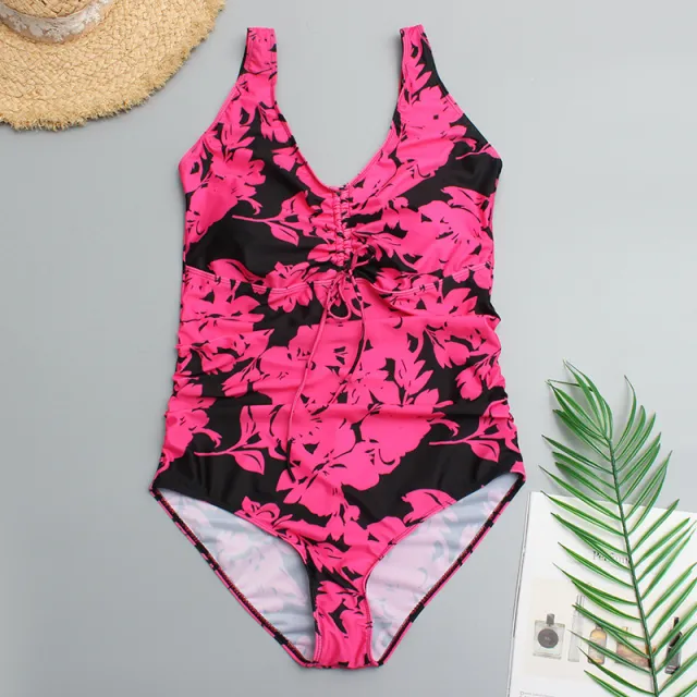Five Color Plus Size Sexy Fat Woman Swimsuit Plus Fat Swimsuit Digital Printing Bikini Weight Red - Shop at LoveMi