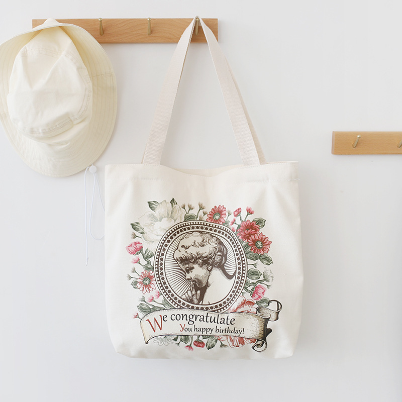 Retro Literary Canvas Bag Womens Shoulder Bag Fashion Cotton Letter 