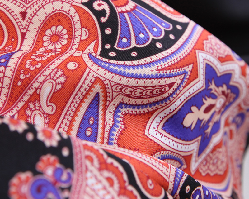 Mid-Length Color-Block Print Lace-Up Floral Patchwork Blazer