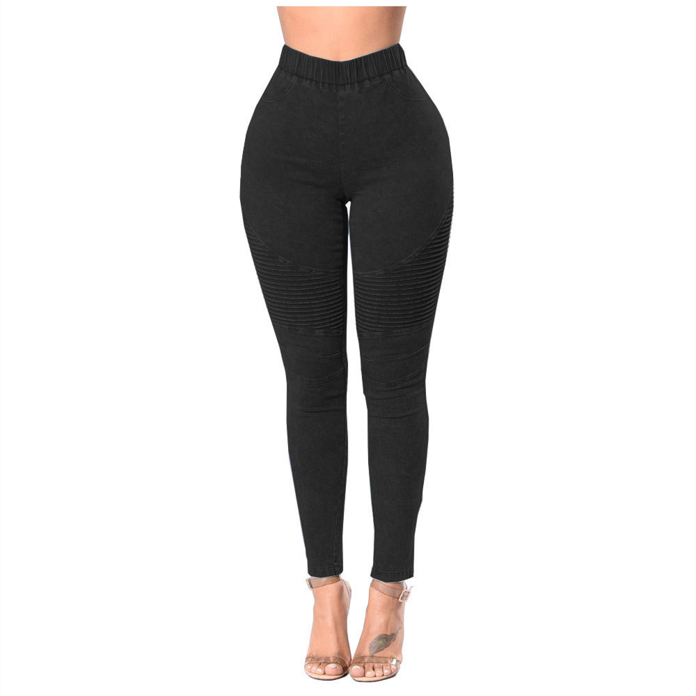 Creased Women'S High Waisted Butt Lifting Women'S Jeans Black - Shop at LoveMi